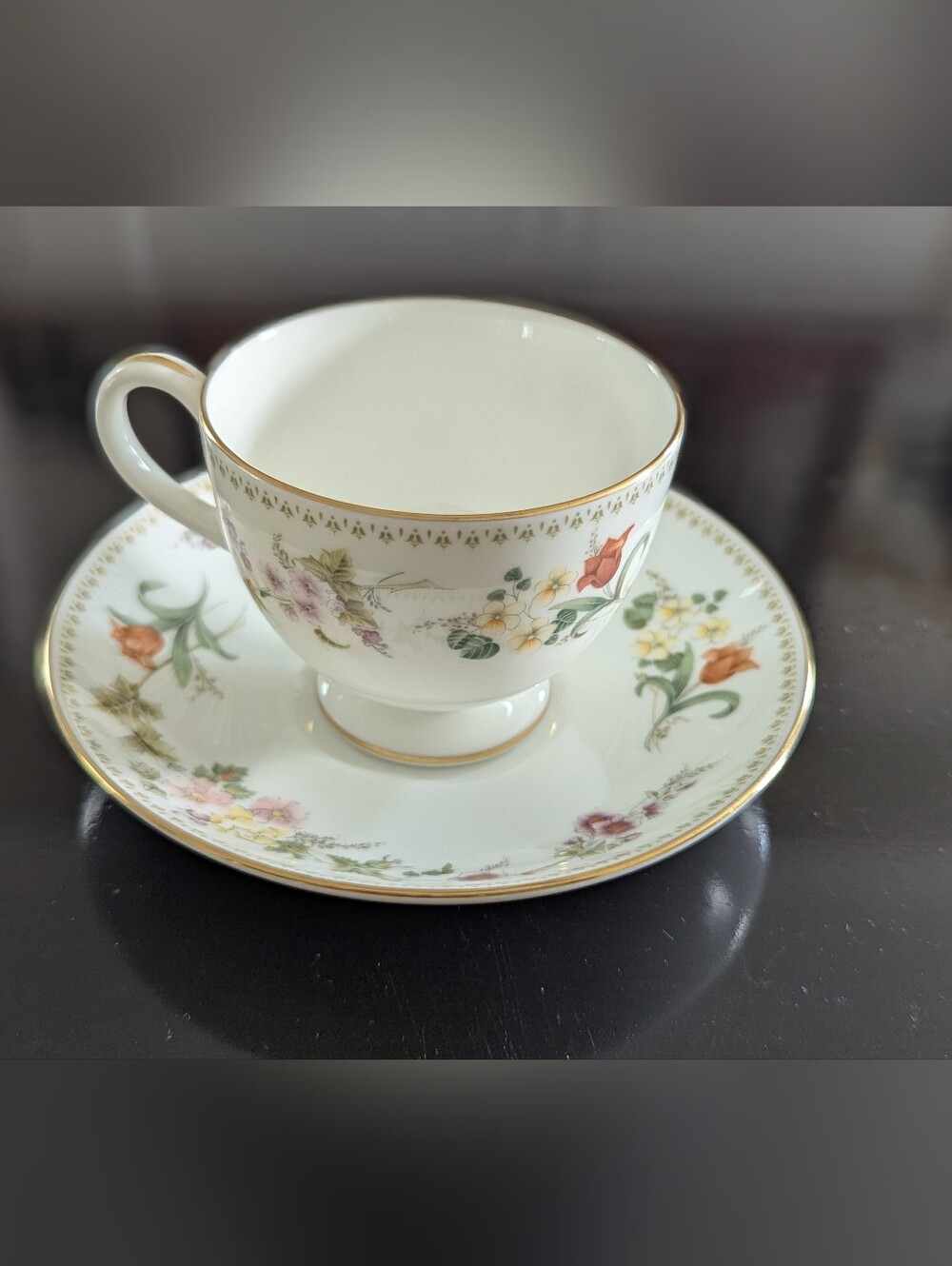 MIRABELLE R4537 CUP & SAUCER FOOTED BY WEDGWOOD ENGLAND used for display only